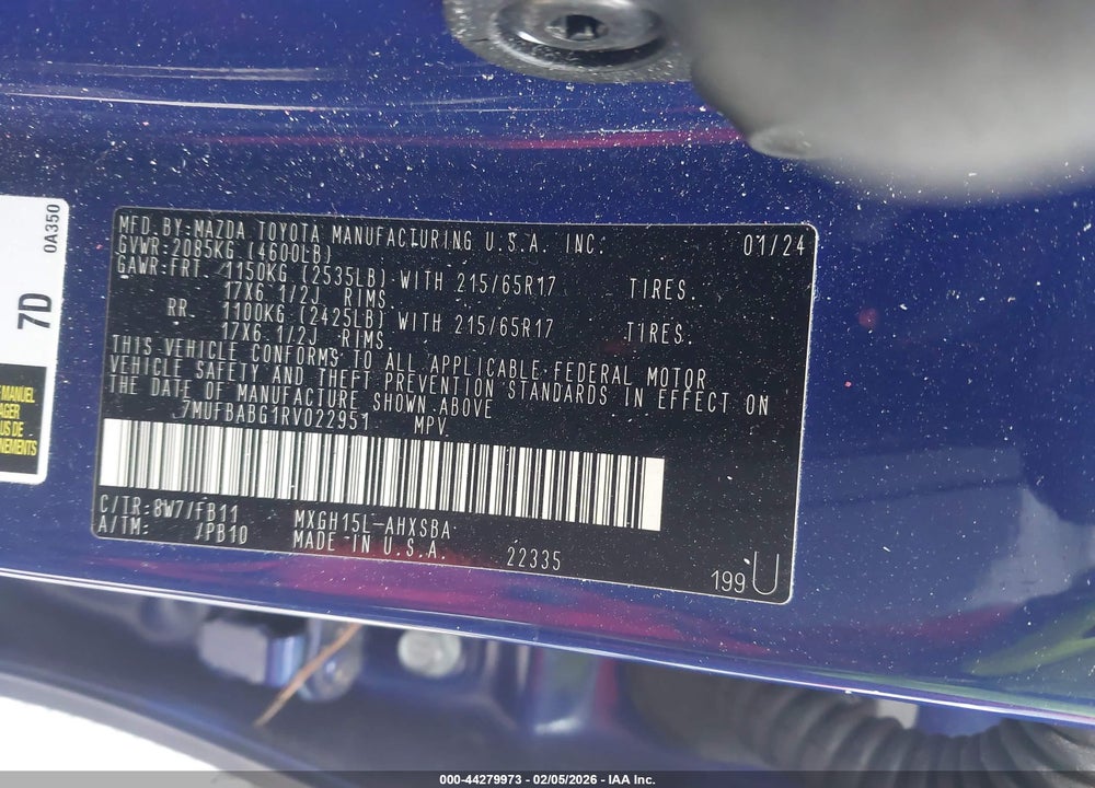 2024 TOYOTA COROLLA CROSS HYBRID SE VIN: 7MUFBABG1RV022951