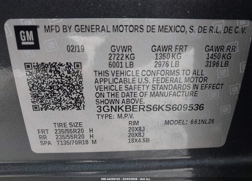 2019 CHEVROLET BLAZER RS VIN: 3GNKBERS6KS609536