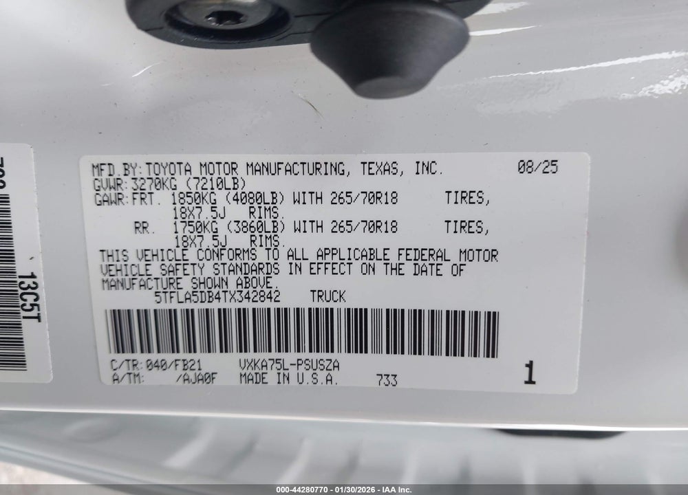 2026 TOYOTA TUNDRA SR5 CREWMAX 5.5' BED VIN: 5TFLA5DB4TX342842