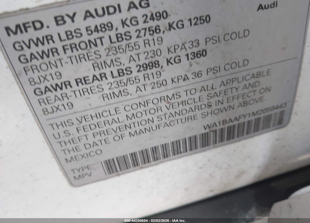 2021 AUDI Q5 PREMIUM PLUS 45 TFSI QUATTRO S TRONIC VIN: WA1BAAFY1M2059443