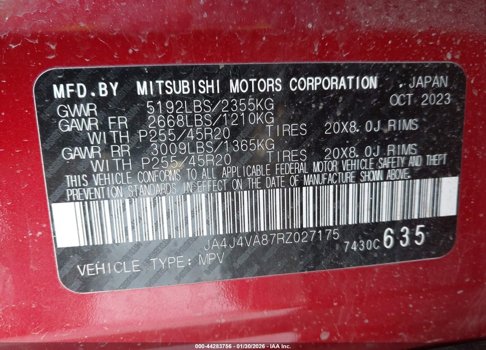 2024 MITSUBISHI OUTLANDER SE BLACK EDITION S-AWC VIN: JA4J4VA87RZ027175