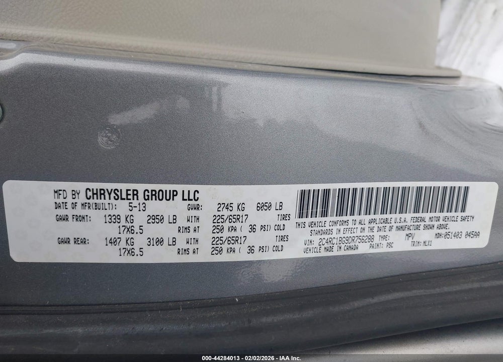2013 CHRYSLER TOWN & COUNTRY TOURING VIN: 2C4RC1BG9DR756288