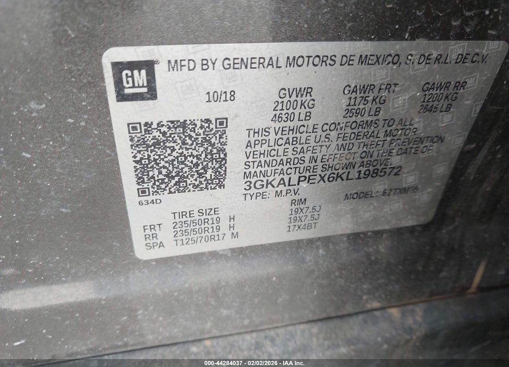 2019 GMC TERRAIN SLT VIN: 3GKALPEX6KL198572