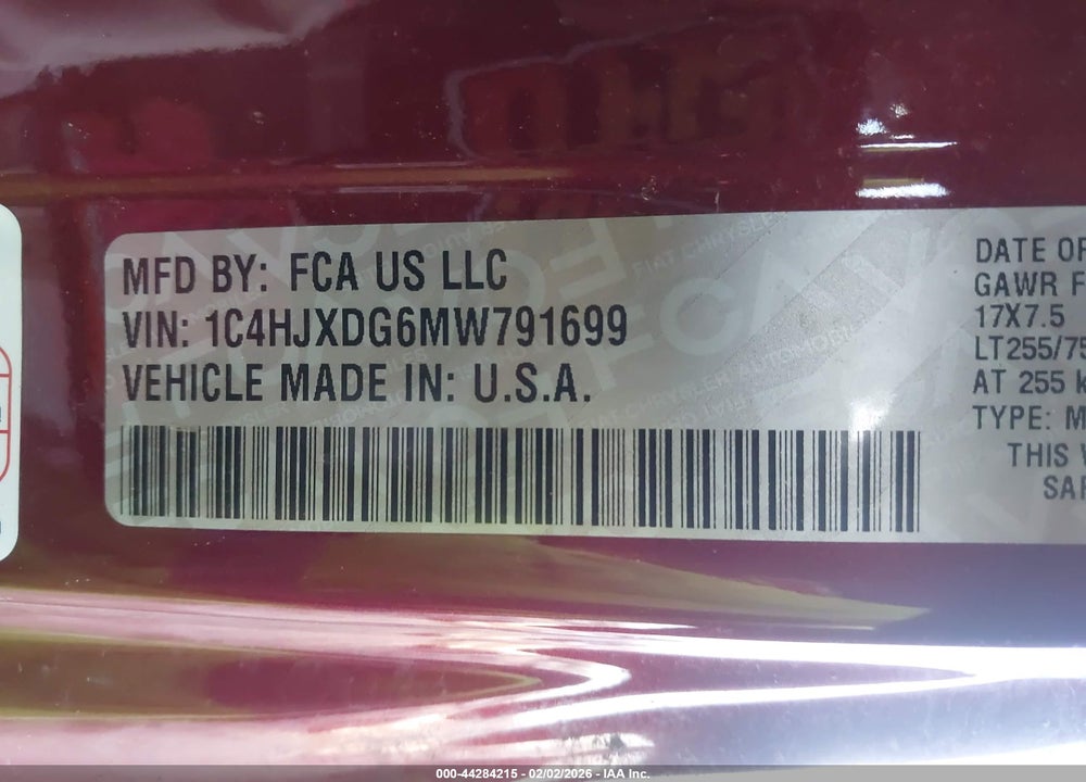 2021 JEEP WRANGLER UNLIMITED WILLYS 4X4 VIN: 1C4HJXDG6MW791699
