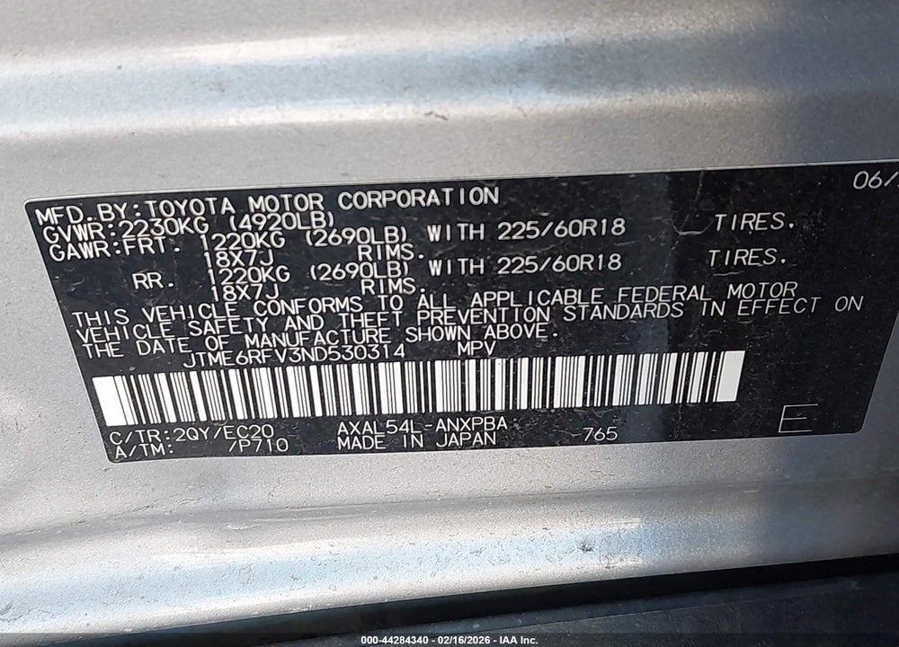 2022 TOYOTA RAV4 HYBRID XSE VIN: JTME6RFV3ND530314