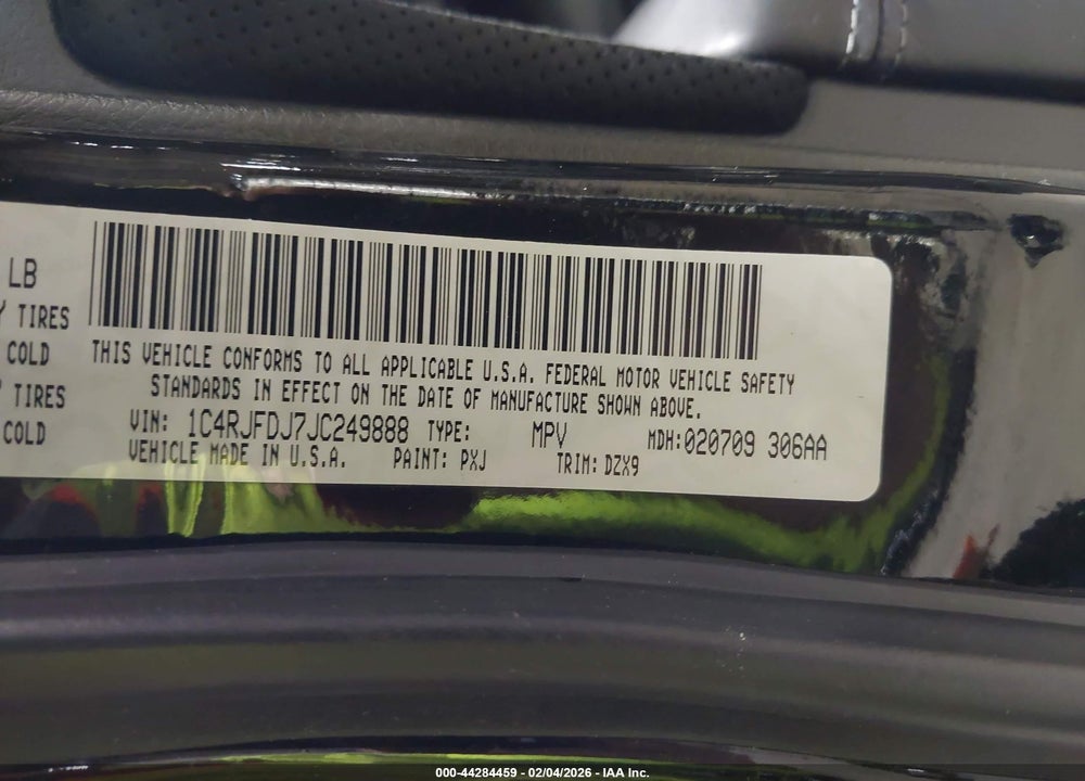 2018 JEEP GRAND CHER VIN: 1C4RJFDJ7JC249888