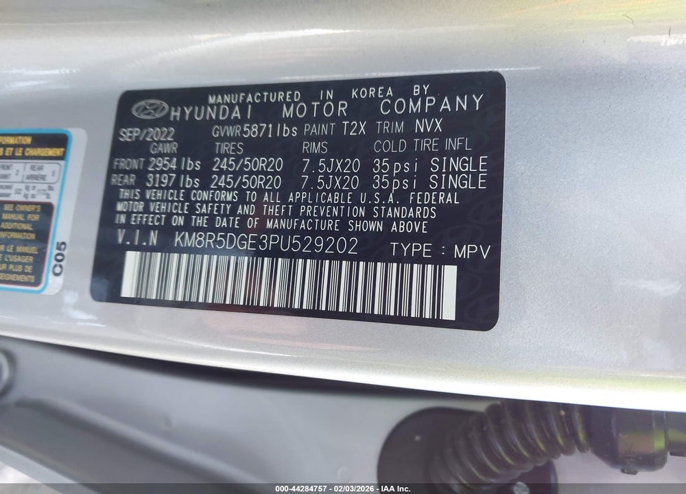 2023 HYUNDAI PALISADE LIMITED VIN: KM8R5DGE3PU529202