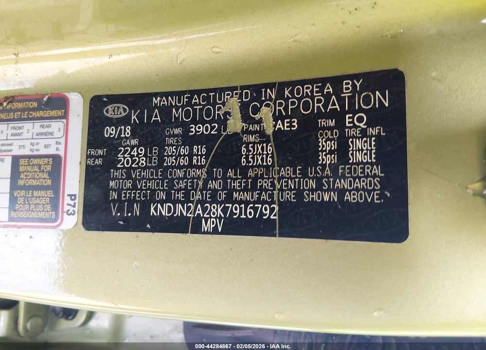 2019 KIA SOUL VIN: KNDJN2A28K7916792