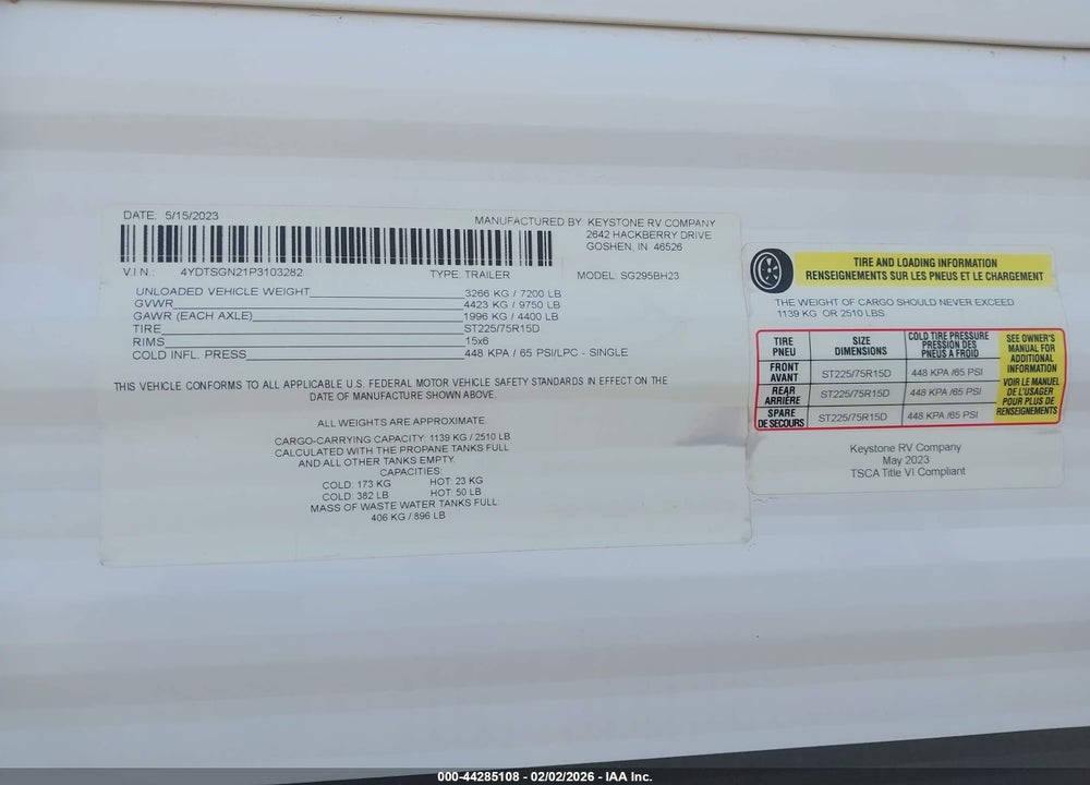 2023 KEYSTONE RV SPRINGDALE VIN: 4YDTSGN21P3103282