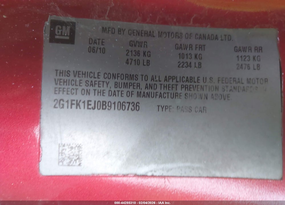 2011 CHEVROLET CAMARO 2SS VIN: 2G1FK1EJ0B9106736