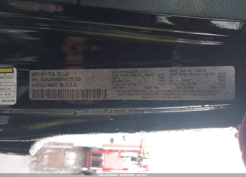 2021 JEEP WRANGLER UNLIMITED SPORT ALTITUDE 4X4 VIN: 1C4HJXDN6MW725703