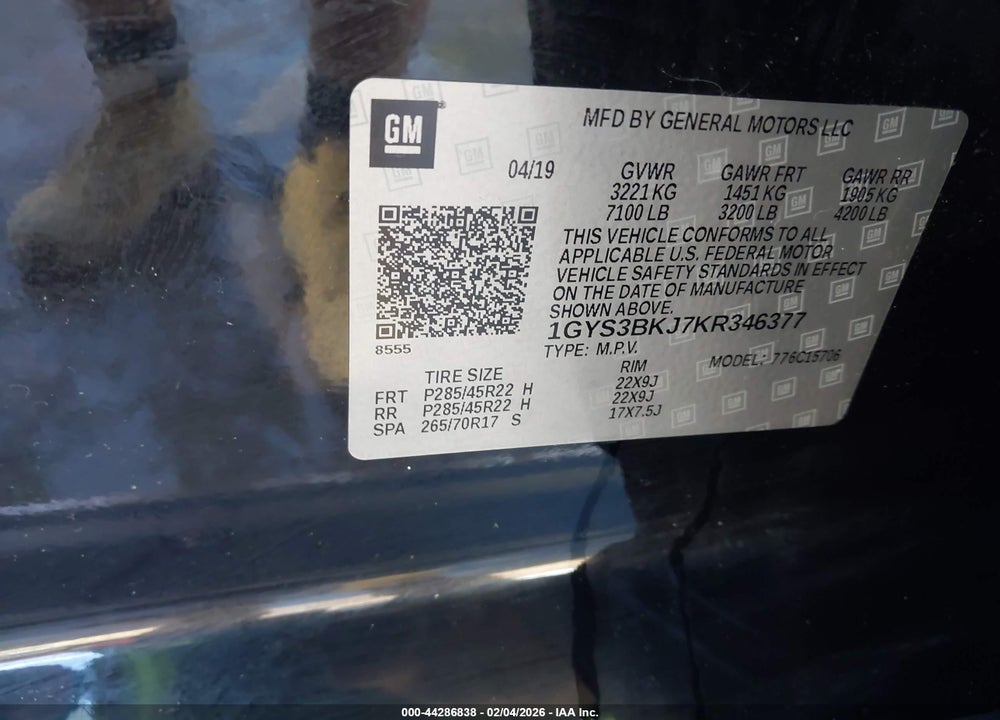 2019 CADILLAC ESCALADE LUXURY VIN: 1GYS3BKJ7KR346377