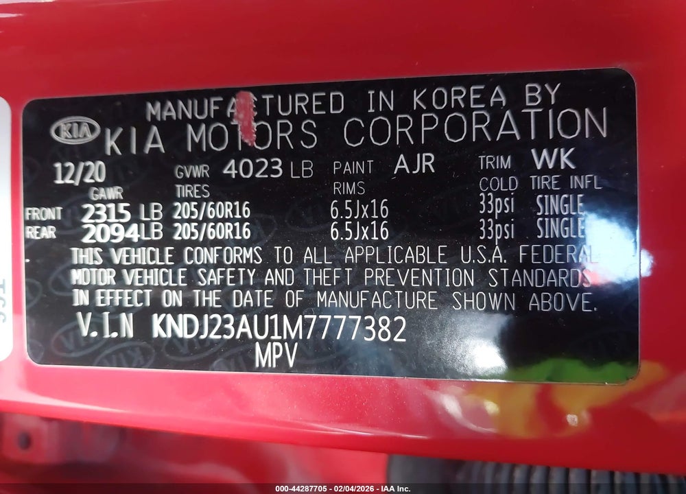 2021 KIA SOUL LX VIN: KNDJ23AU1M7777382