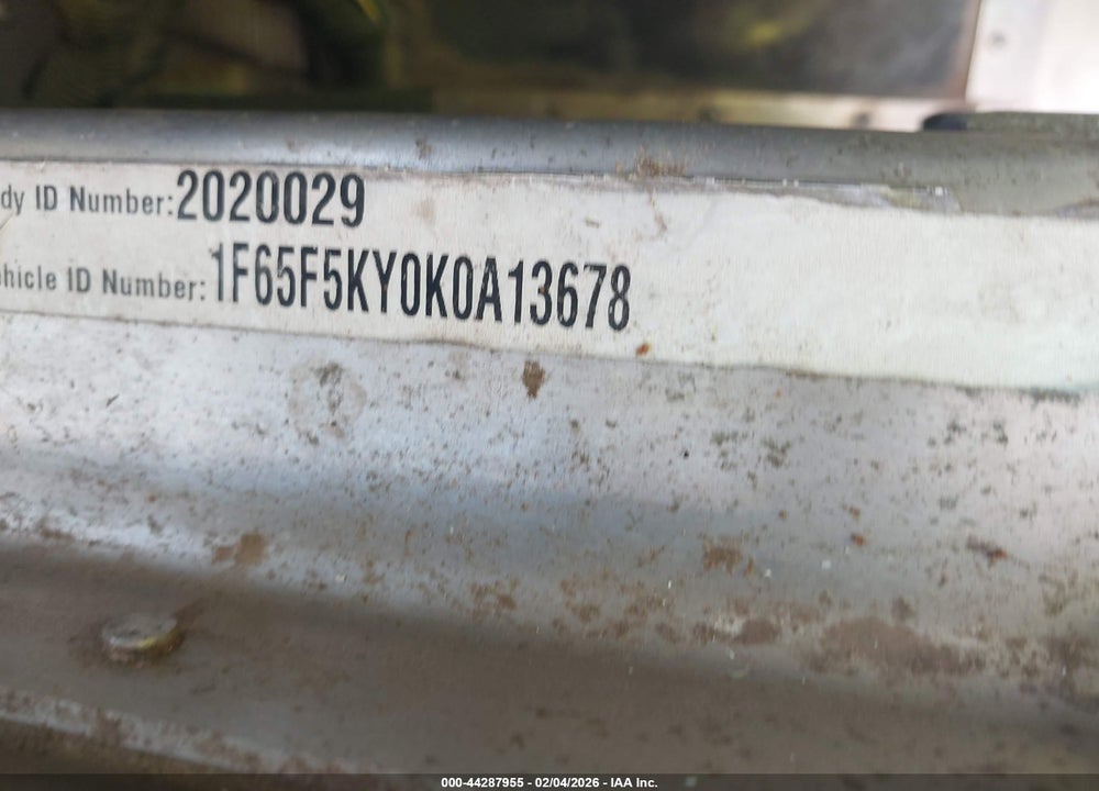 2019 FORD F-59 COMMERCIAL STRIPPED VIN: 1F65F5KY0K0A13678