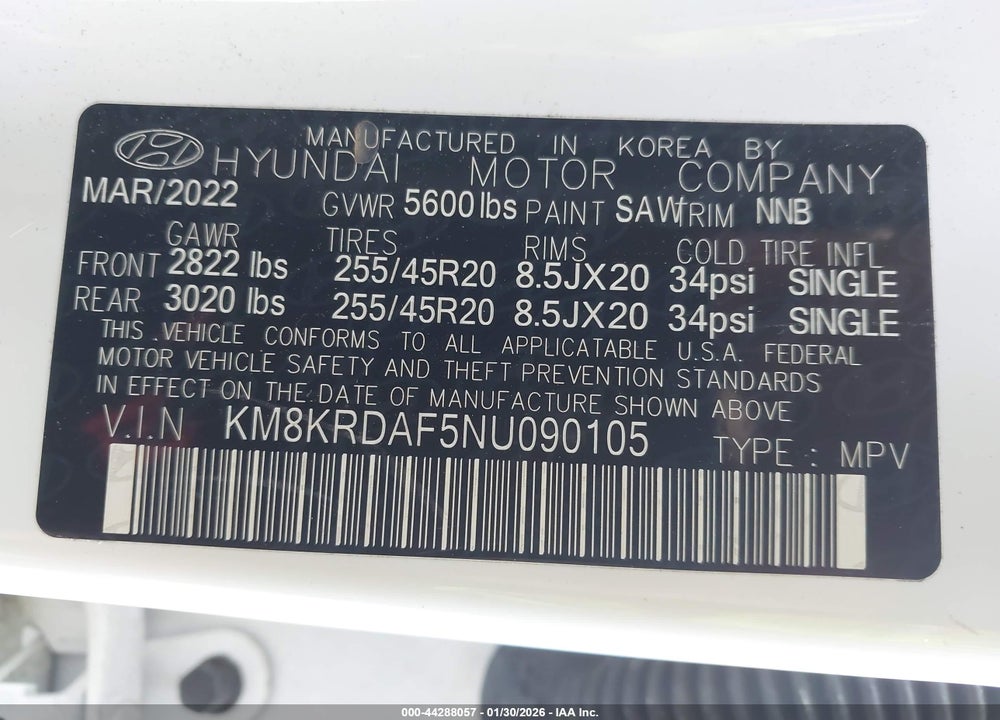 2022 HYUNDAI IONIQ 5 LIMITED VIN: KM8KRDAF5NU090105