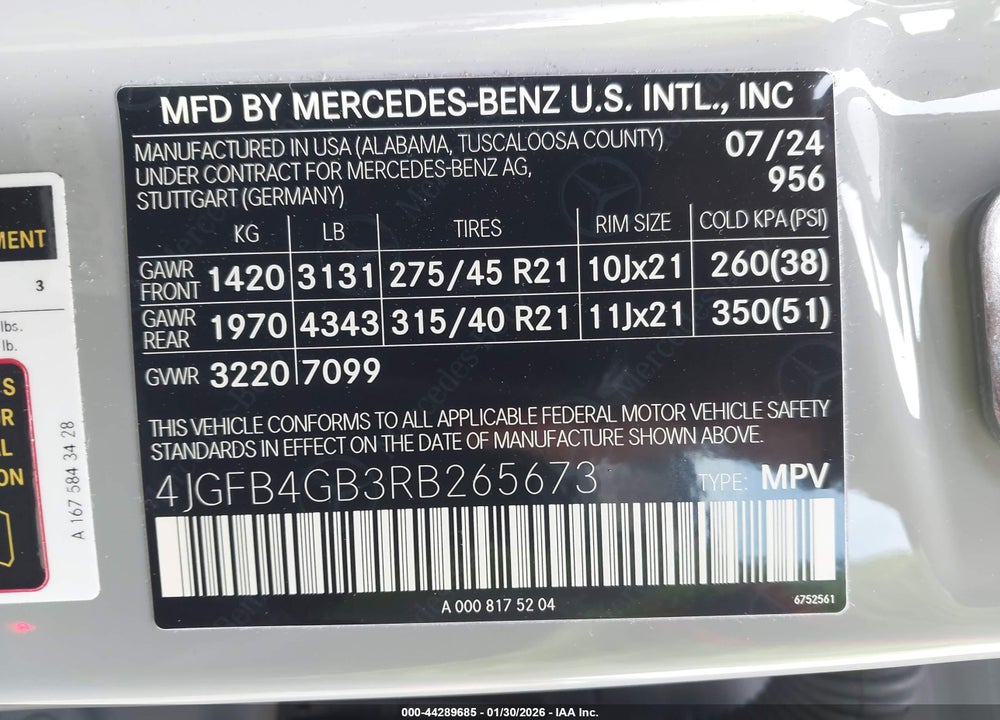 2024 MERCEDES-BENZ GLE 450 PLUG-IN HYBRID 4MATIC VIN: 4JGFB4GB3RB265673