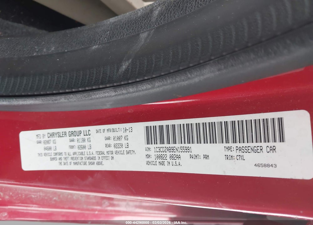 2014 DODGE AVENGER SE VIN: 1C3CDZAB9EN155991