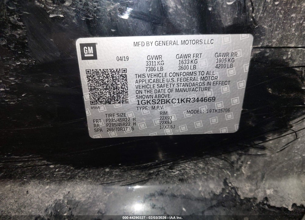 2019 GMC YUKON SLT VIN: 1GKS2BKC1KR344669