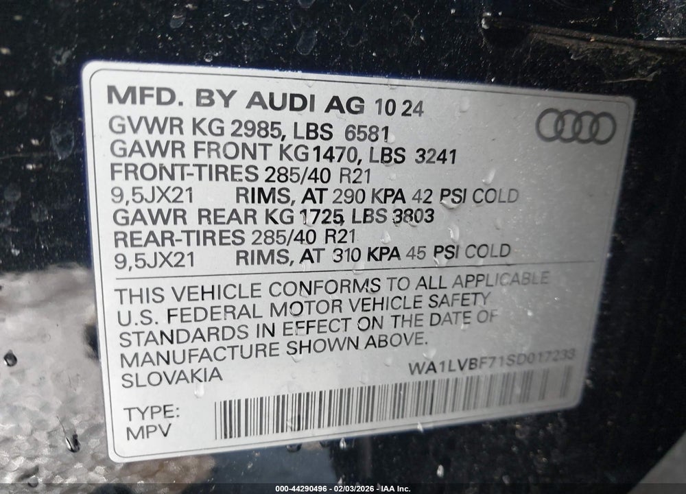 2025 AUDI Q7 PREMIUM PLUS 55 TFSI QUATTRO TIPTRONIC VIN: WA1LVBF71SD017233