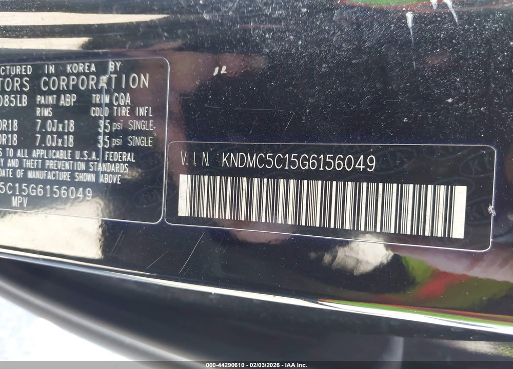 2016 KIA SEDONA SX VIN: KNDMC5C15G6156049