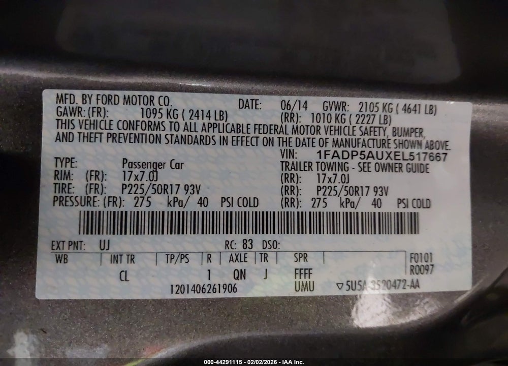 2014 FORD C-MAX HYBRID SE VIN: 1FADP5AUXEL517667