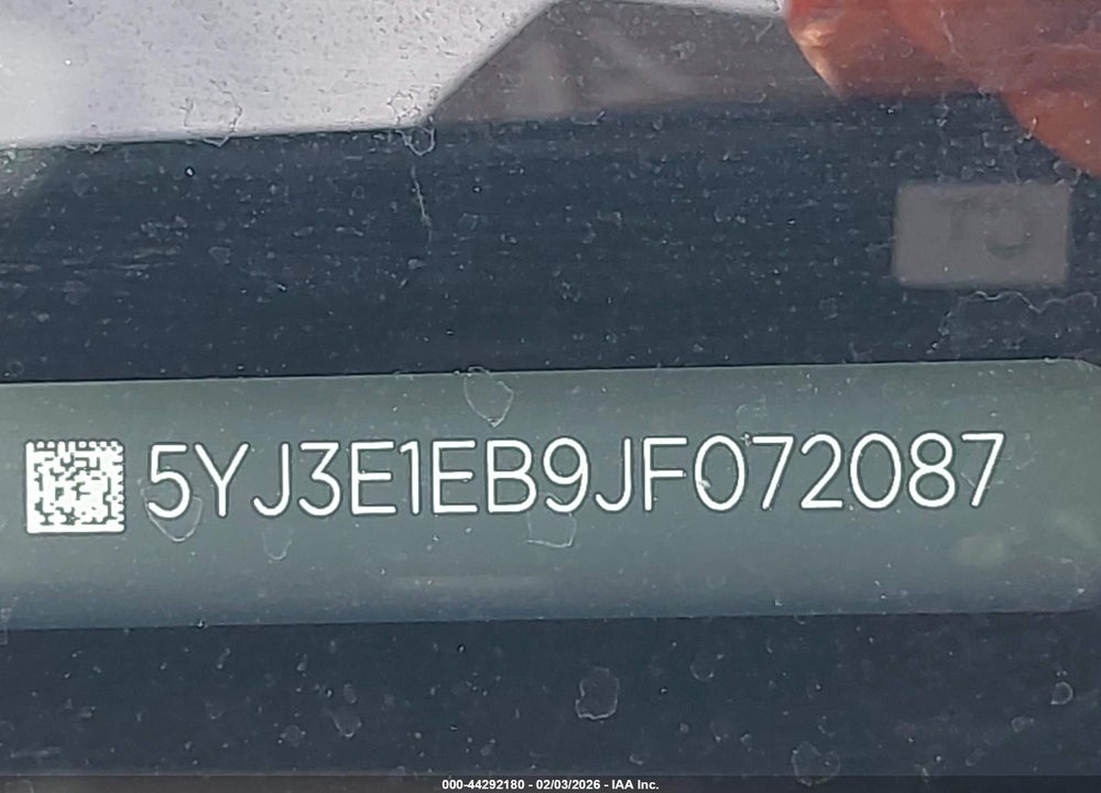 2018 TESLA MODEL 3 LONG RANGE/PERFORMANCE VIN: 5YJ3E1EB9JF072087