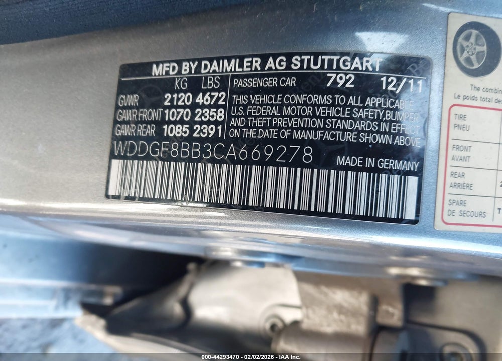2012 MERCEDES-BENZ C 300 LUXURY 4MATIC VIN: WDDGF8BB3CA669278