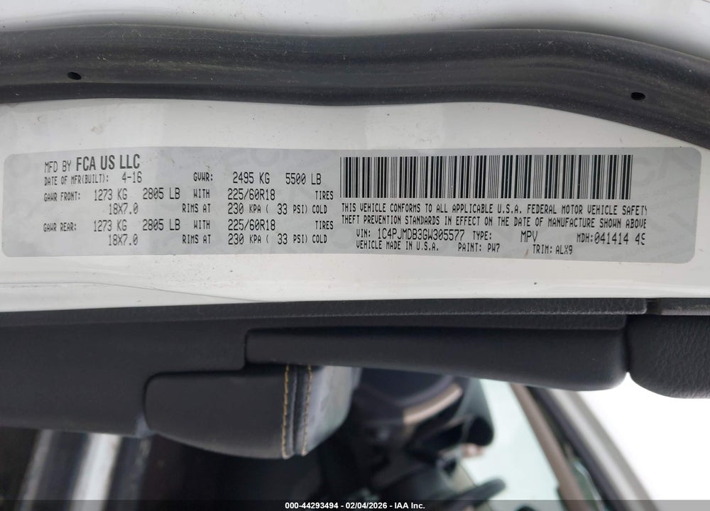 2016 JEEP CHEROKEE HIGH ALTITUDE VIN: 1C4PJMDB3GW305577