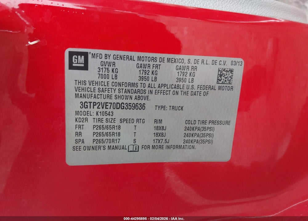 2013 GMC SIERRA 1500 SLE VIN: 3GTP2VE70DG359636