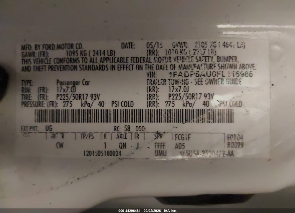 2015 FORD C-MAX HYBRID SE VIN: 1FADP5AU0FL116985
