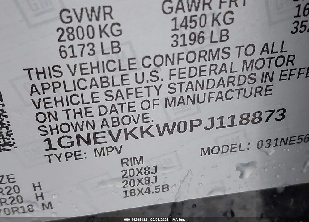 2023 CHEVROLET TRAVERSE AWD PREMIER VIN: 1GNEVKKW0PJ118873