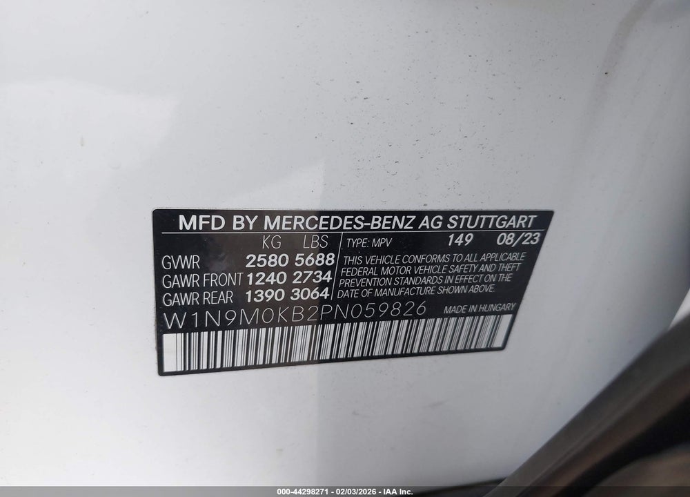 2023 MERCEDES-BENZ EQB 300 SUV 4MATIC VIN: W1N9M0KB2PN059826