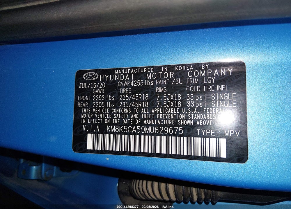 2021 HYUNDAI KONA ULTIMATE VIN: KM8K5CA59MU629675