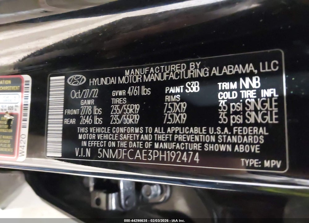 2023 HYUNDAI TUCSON SEL VIN: 5NMJFCAE3PH192474