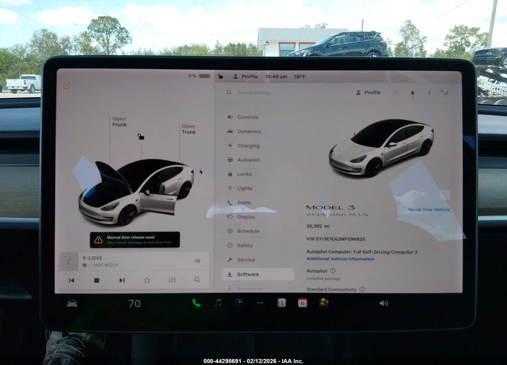 2021 TESLA MODEL 3 STANDARD RANGE PLUS REAR-WHEEL DRIVE VIN: 5YJ3E1EA2MF096825