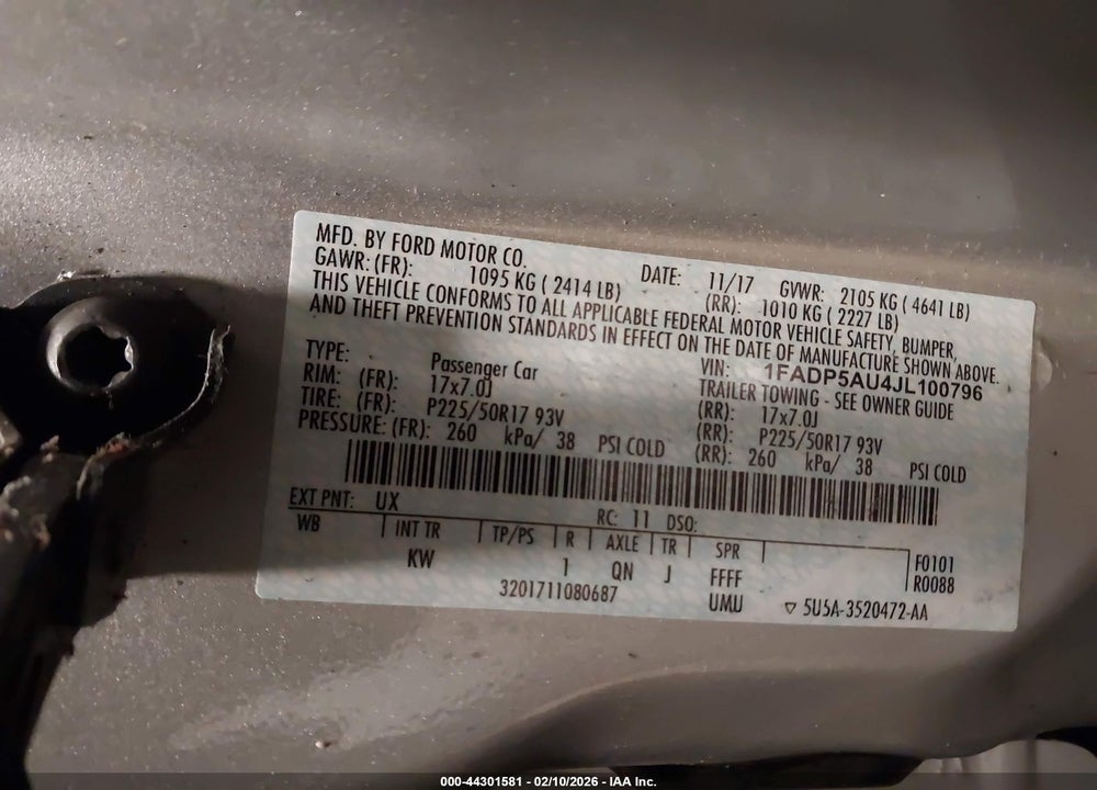 2018 FORD C-MAX HYBRID SE VIN: 1FADP5AU4JL100796