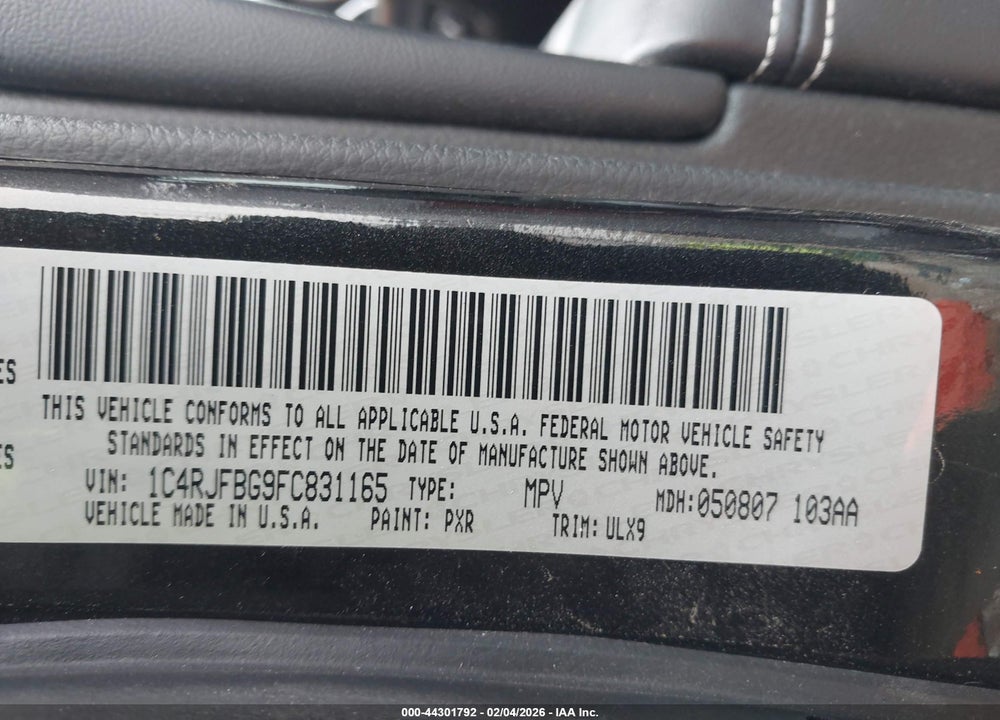 2015 JEEP GRAND CHEROKEE LIMITED VIN: 1C4RJFBG9FC831165
