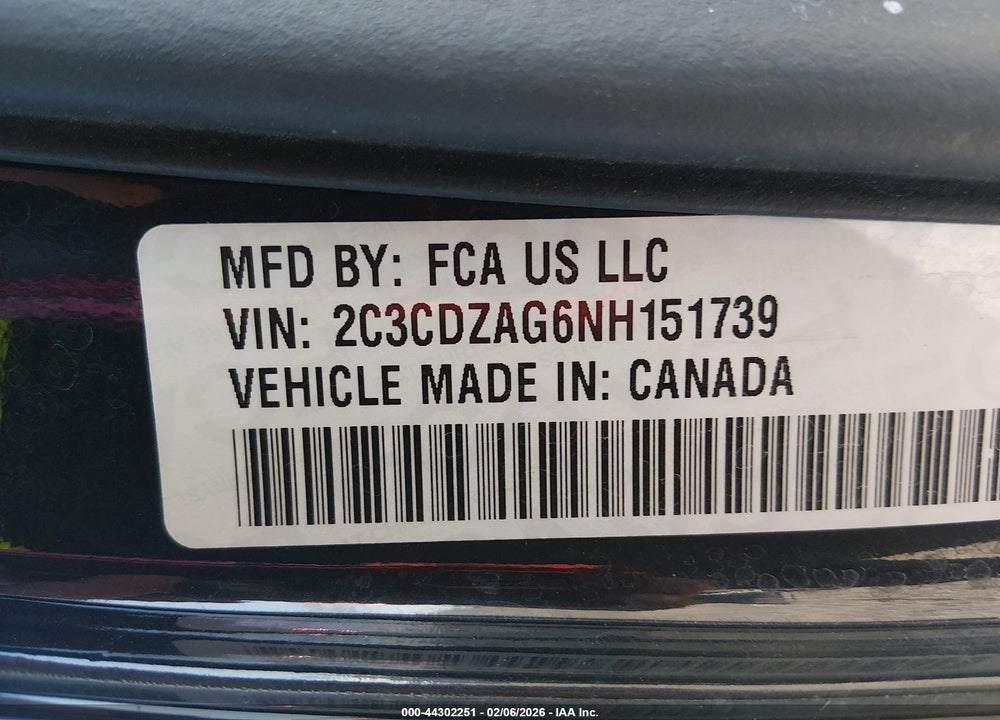 2022 DODGE CHALLENGER SXT VIN: 2C3CDZAG6NH151739