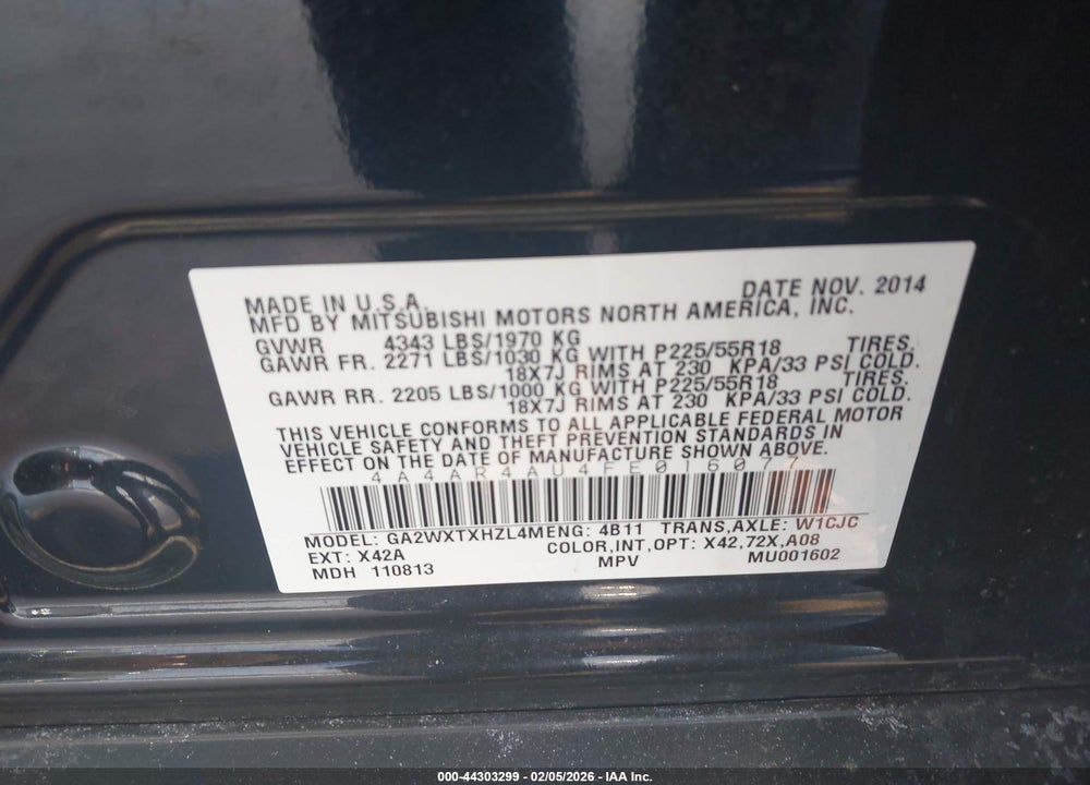2015 MITSUBISHI OUTLANDER SPORT SE VIN: 4A4AR4AU4FE016077