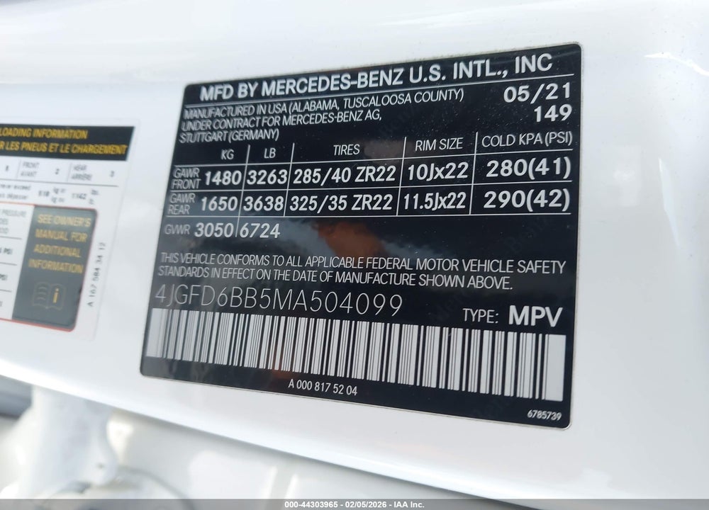 2021 MERCEDES-BENZ AMG GLE 53 COUPE 4MATIC VIN: 4JGFD6BB5MA504099