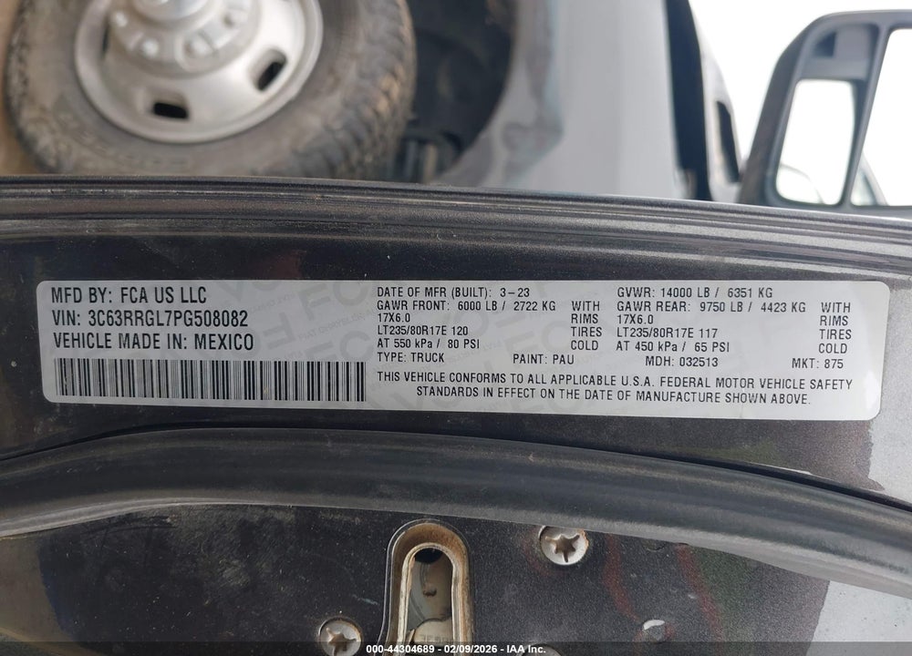 2023 RAM 3500 TRADESMAN  4X4 8' BOX VIN: 3C63RRGL7PG508082