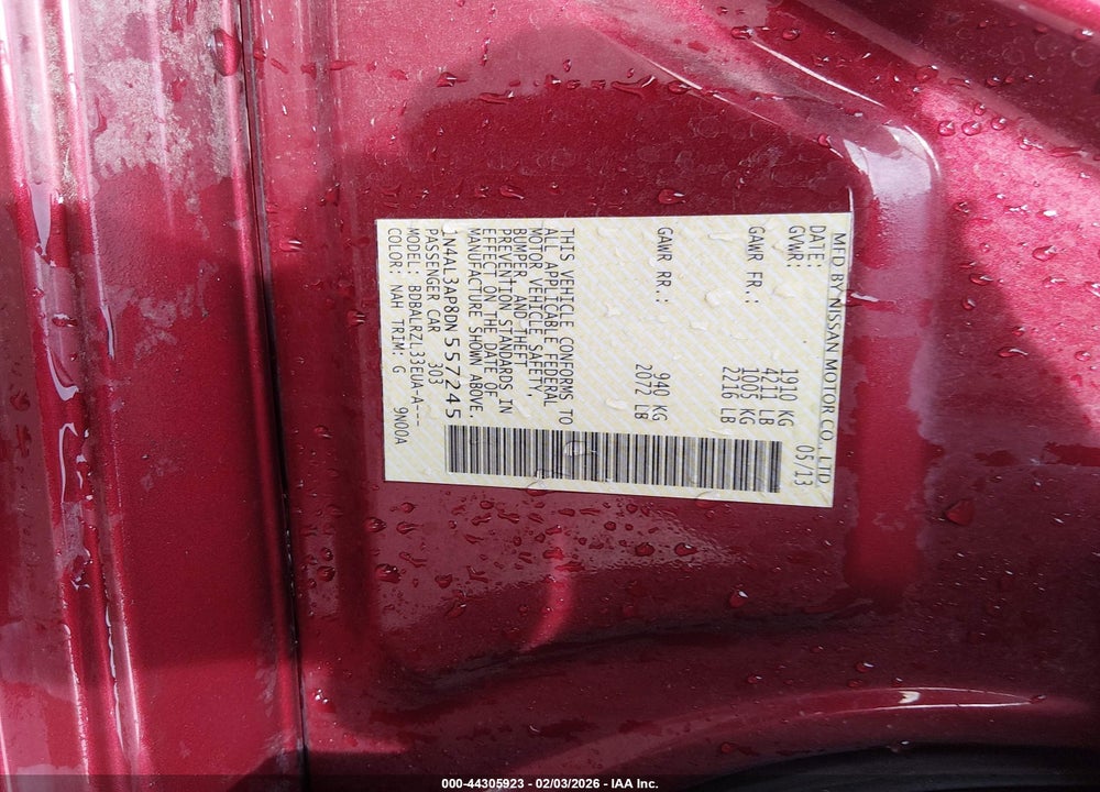2013 NISSAN ALTIMA 2.5 S VIN: 1N4AL3AP8DN557245