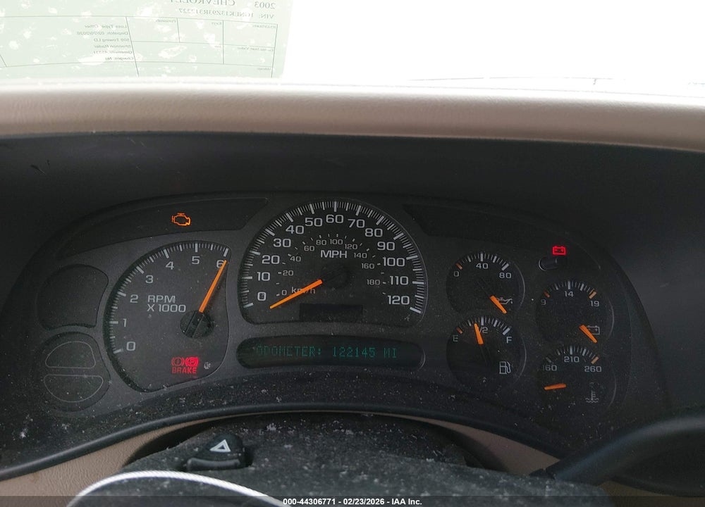 2003 CHEVROLET TAHOE Z71 VIN: 1GNEK13Z93R312227