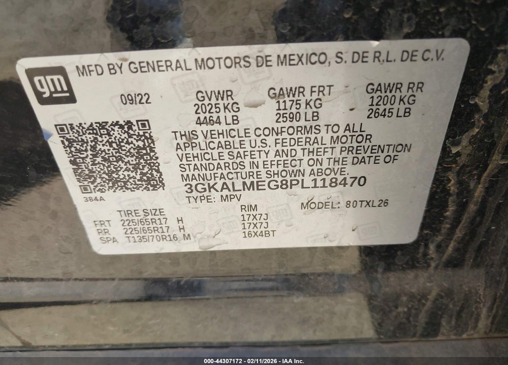2023 GMC TERRAIN FWD SLE VIN: 3GKALMEG8PL118470