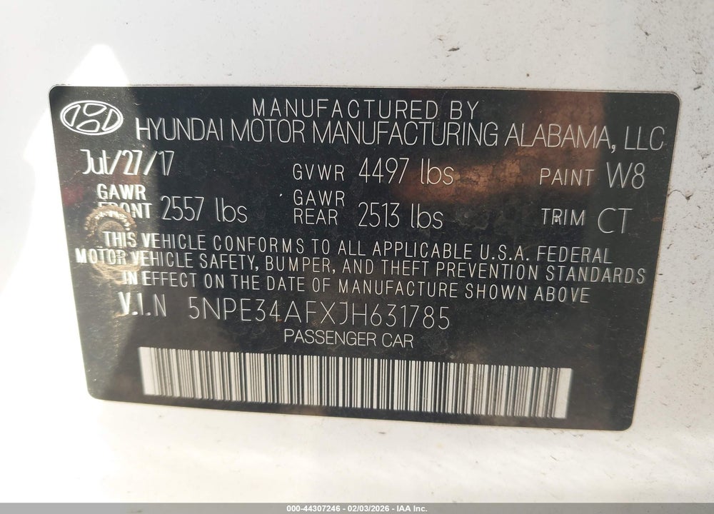 2018 HYUNDAI SONATA LIMITED VIN: 5NPE34AFXJH631785