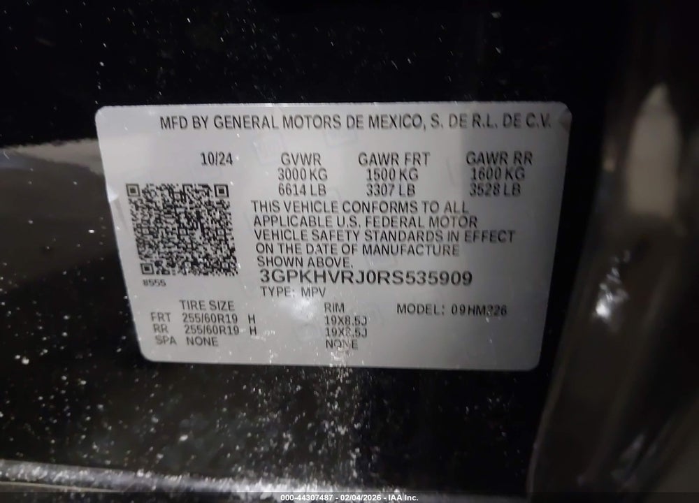 2024 HONDA PROLOGUE EX VIN: 3GPKHVRJ0RS535909