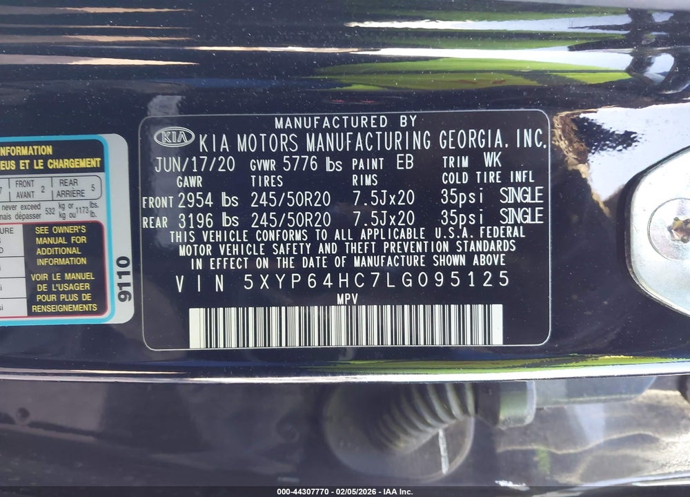 2020 KIA TELLURIDE S VIN: 5XYP64HC7LG095125