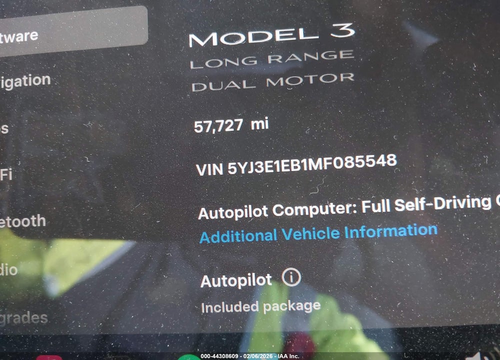 2021 TESLA MODEL 3 LONG RANGE DUAL MOTOR ALL-WHEEL DRIVE VIN: 5YJ3E1EB1MF085548