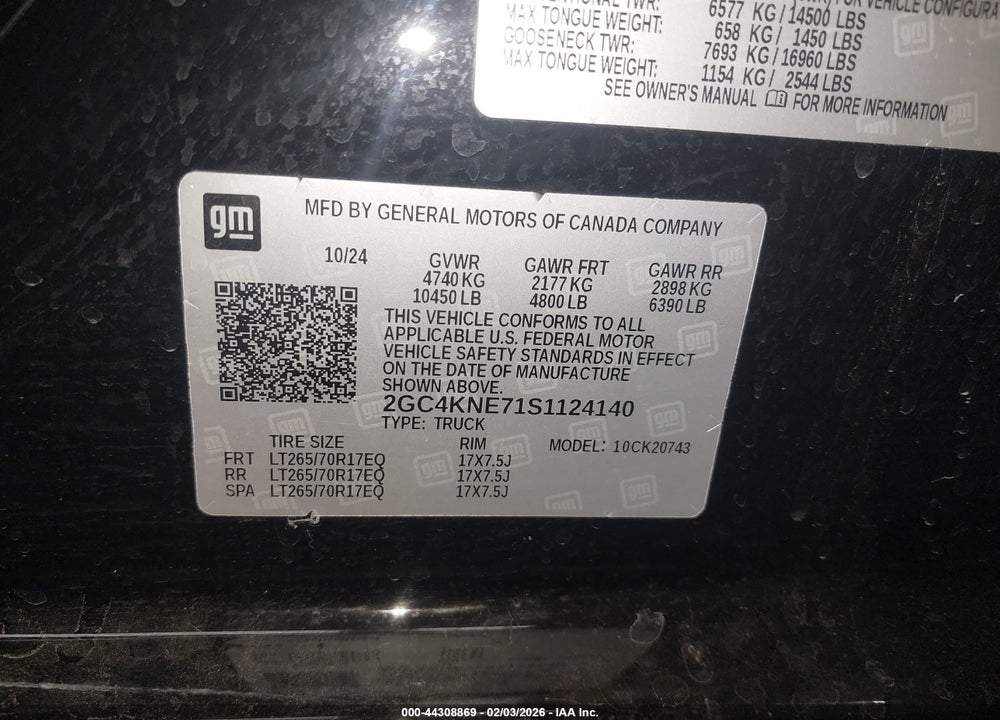 2025 CHEVROLET SILVERADO 2500HD VIN: 2GC4KNE71S1124140