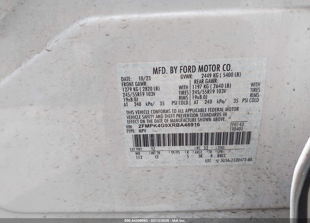2024 FORD EDGE SE VIN: 2FMPK4G9XRBA46916